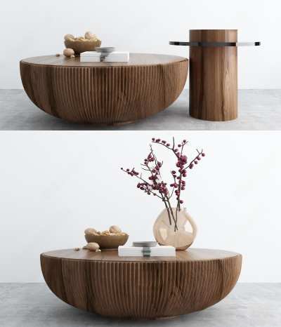 现代实木茶几3D模型下载